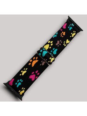 Colorful Woven Paw Print Watch Band For 44/45/46/49MM Apple Watch, NIB